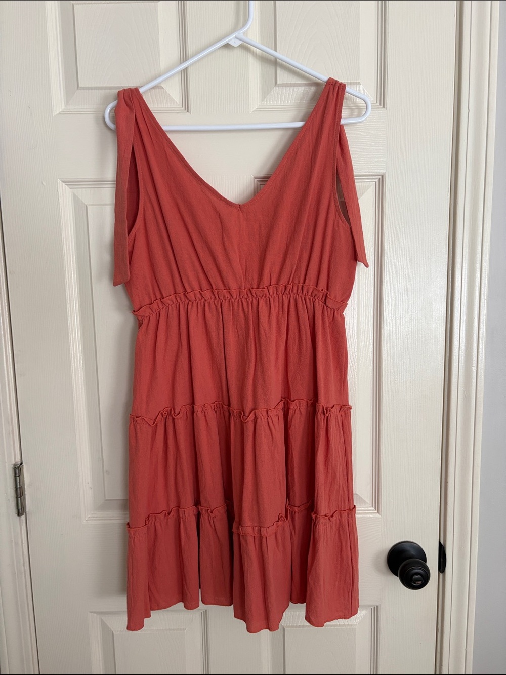 Tiered Sleeveless Mini Dress in Coral